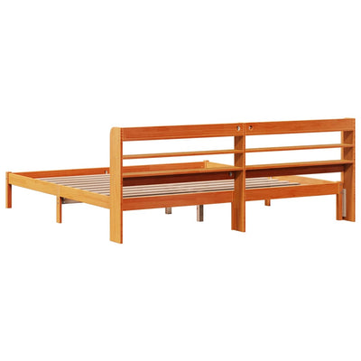 Sängynrunko päädyllä vahanruskea 200x200 cm täysi mänty