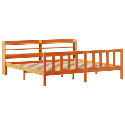 Sängynrunko päädyllä vahanruskea 200x200 cm täysi mänty