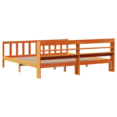 Sängynrunko päädyllä vahanruskea 200x200 cm täysi mänty