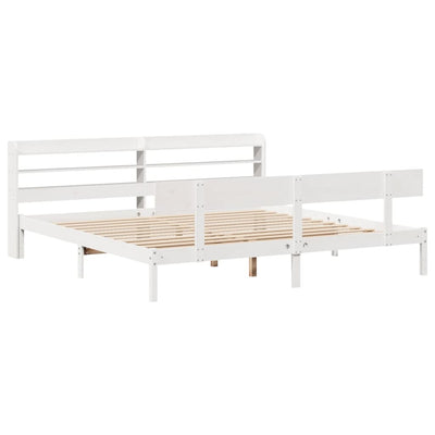 Sängynrunko ilman patjaa valkoinen 200x200 cm täysi mänty