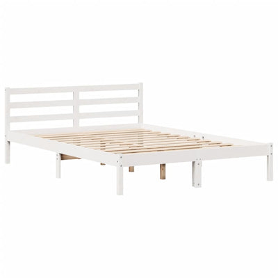 Sängynrunko päädyllä valkoinen 140x190 cm täysi mänty