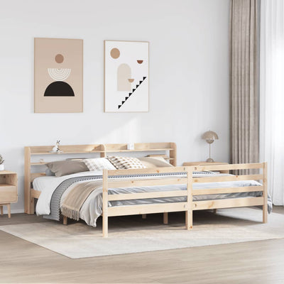 Sängynrunko päädyllä 200x200 cm täysi mänty