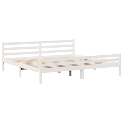 Sängynrunko päädyllä valkoinen 200x200 cm täysi mänty