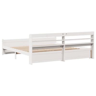 Valkoinen sängynrunko päädyllä Alcipe 200x200cm (mänty)