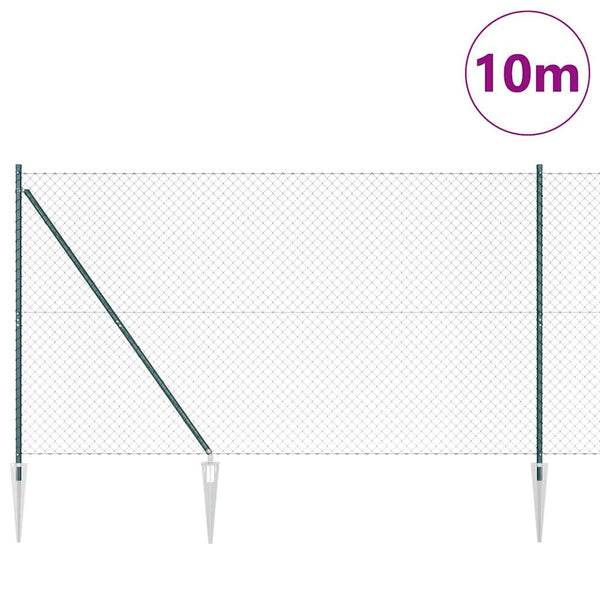 Piikkikettuaidalla varustettu aita 10 x 1,6 m Vihreä Verkko