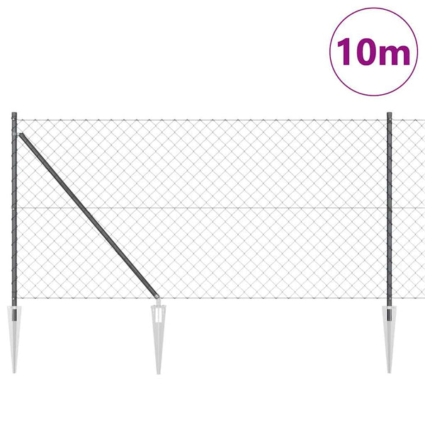 Piikkikettuaidalla varustettu aita 10 x 1 m Harmaa Verkko