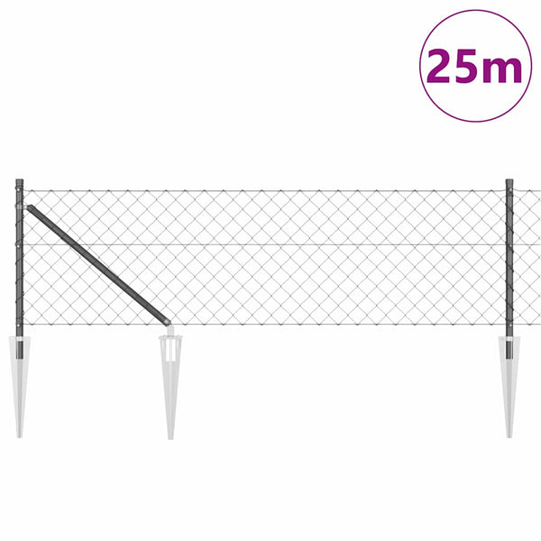 Piikkikettuaidalla varustettu aita 25 x 0,8 m Harmaa Verkko