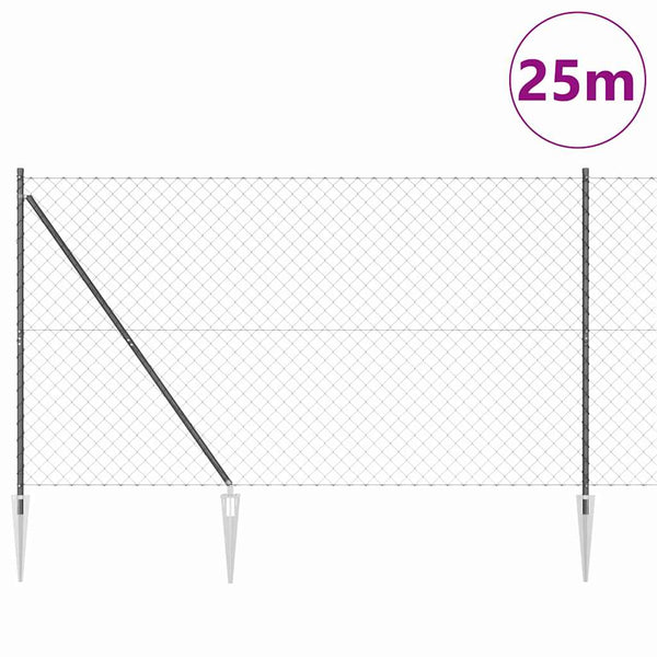 Piikkikettuaidalla varustettu aita 25 x 1,5 m Harmaa Verkko