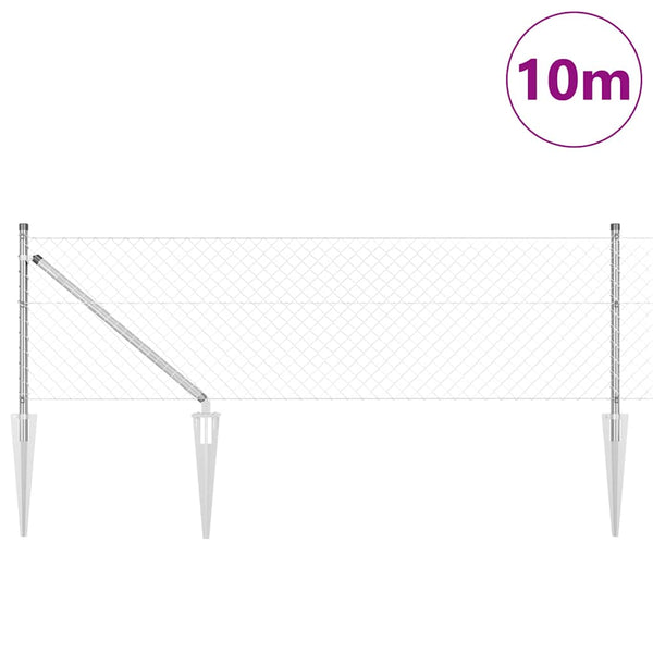 Piikkikettuaidalla varustettu aita 10 x 0,8 m Galvanoitu teräs