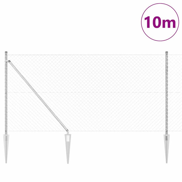 Piikkikettuaidalla varustettu aita 10 x 1 m Galvanoitu teräs