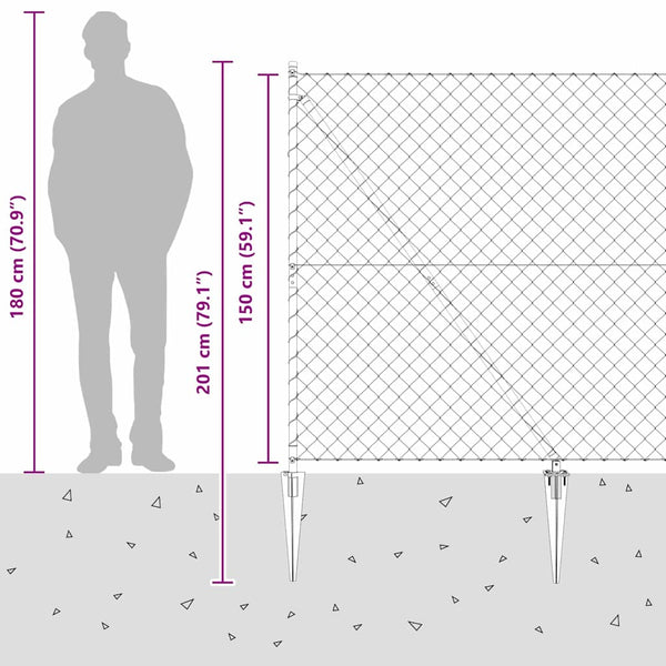 Piikkikettuaidalla varustettu aita 10 x 1,5 m Galvanoitu teräs