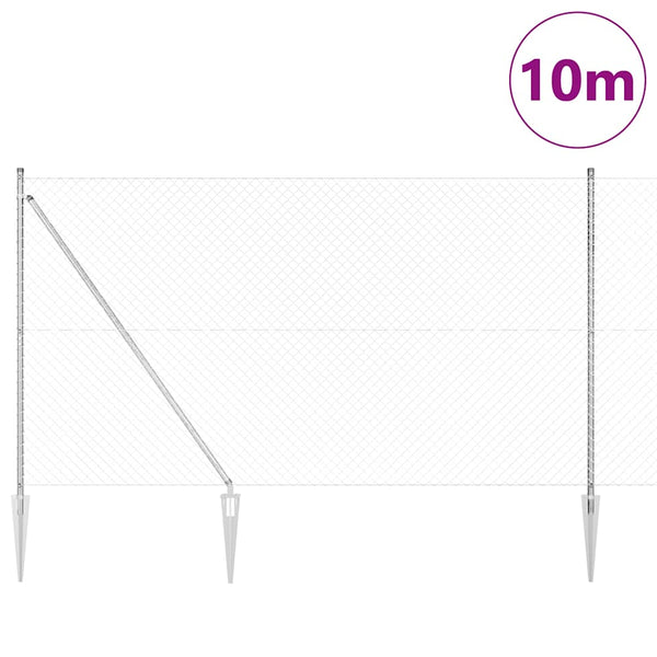 Piikkikettuaidalla varustettu aita 10 x 1,6 m Galvanoitu teräs