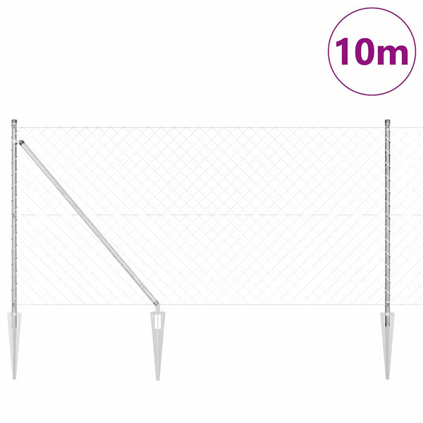 Piikkikettuaidalla varustettu aita 10 x 1 m Galvanoitu teräs