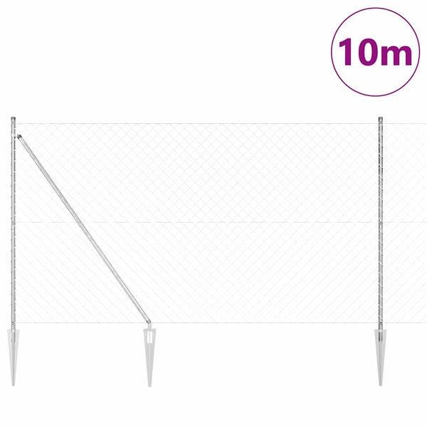 Piikkikettuaidalla varustettu aita 10 x 1,5 m Galvanoitu teräs