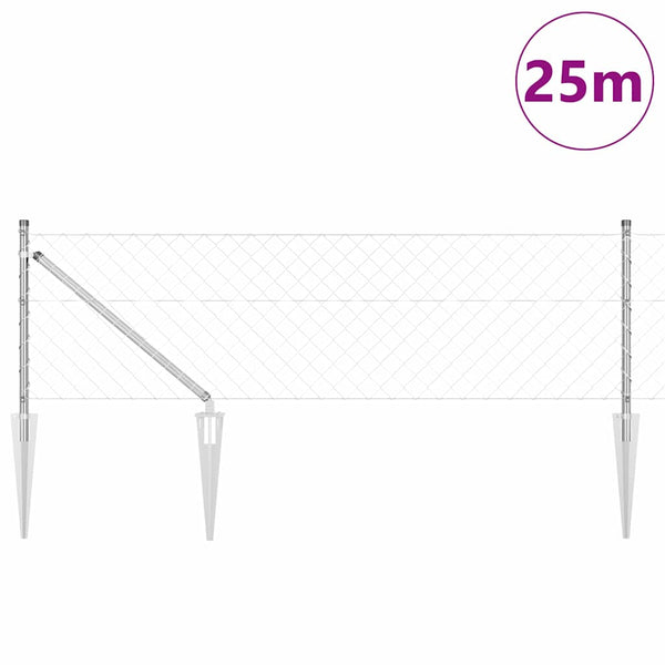 Piikkikettuaidalla varustettu aita 25 x 0,4 m Galvanoitu teräs