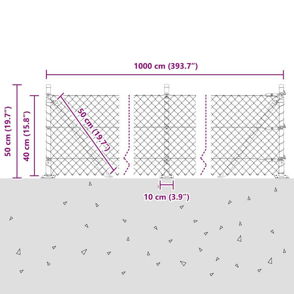 Ketjuaidalla betoni perusteella 10 x 0,4 m Vihreä Verkko