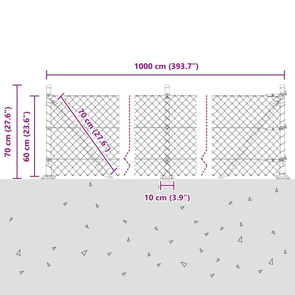 Ketjuaidalla betoni perusteella 10 x 0,6 m Vihreä Verkko