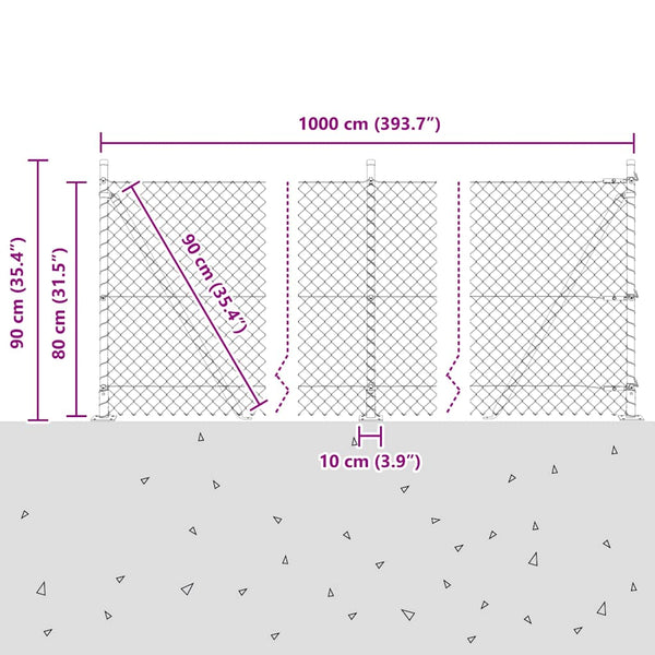 Ketjuaidalla betoni perusteella 10 x 0,8 m Vihreä Verkko