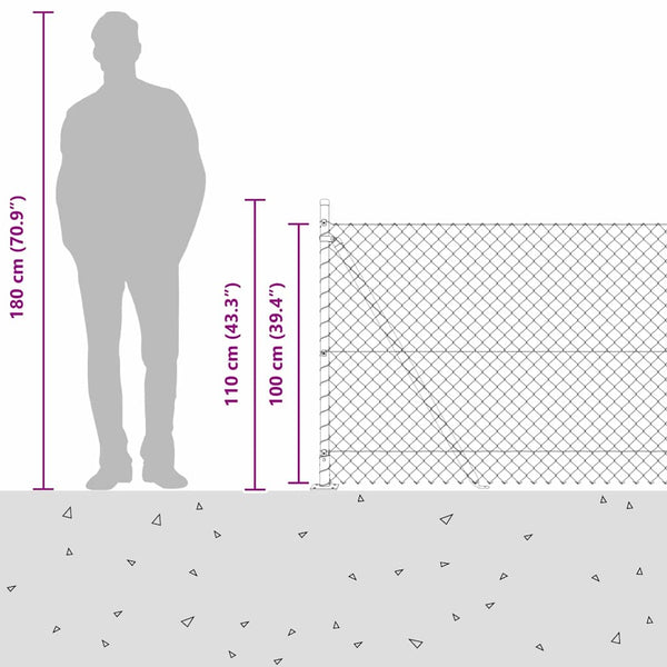 Ketjuaidalla betoni perusteella 10 x 1 m PVC-pinnoitettu teräs