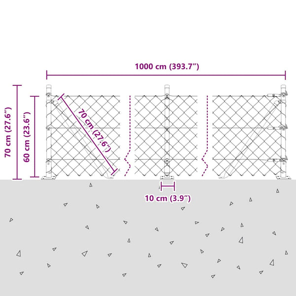 Ketjuaidalla betoni perusteella 10 x 0,6 m Vihreä Verkko
