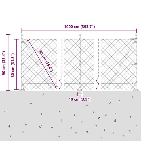 Ketjuaidalla betoni perusteella 10 x 0,8 m Vihreä Verkko
