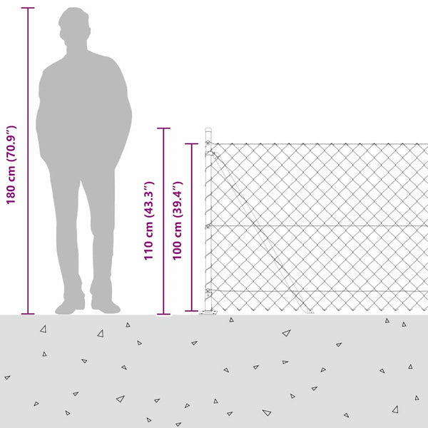 Ketjuaidalla betoni perusteella 10 x 1 m PVC-pinnoitettu teräs