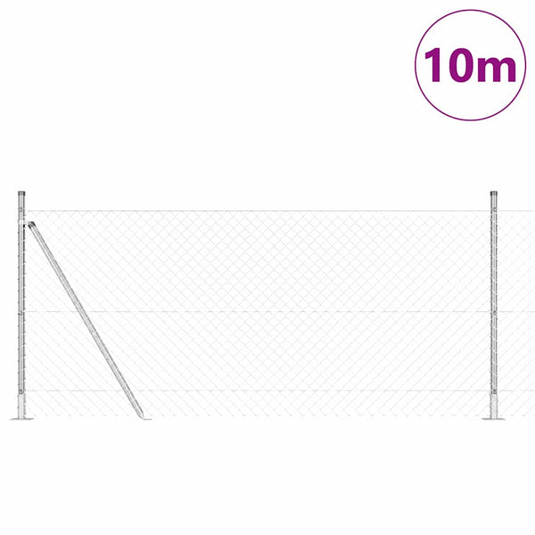 Ketjuaidalla betoni perusteella 10 x 1 m Galvanoitu teräs Hopea