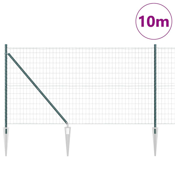 Euroaita Piikeillä 10 x 1,4 m PVC-pinnoitettu teräs Vihreä