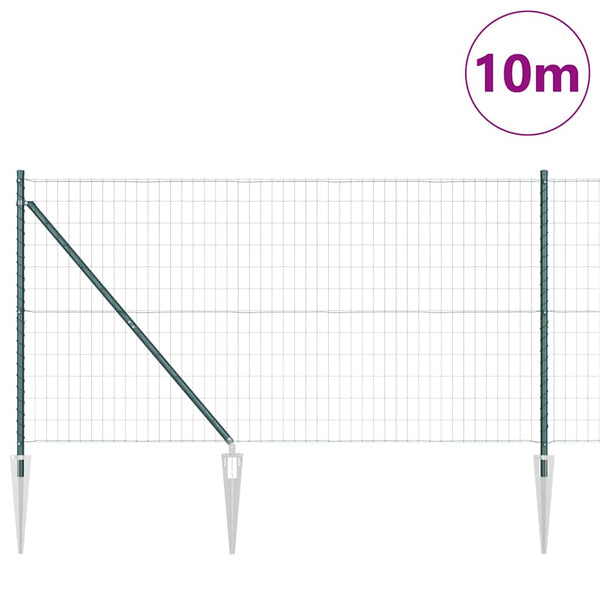 Euroaita Piikeillä 10 x 1,4 m PVC-pinnoitettu teräs Vihreä