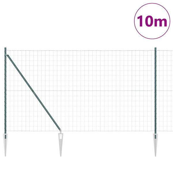 Euroaita Piikeillä 10 x 1,5 m PVC-pinnoitettu teräs Vihreä