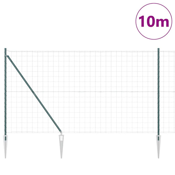 Euroaita Piikeillä 10 x 1,5 m PVC-pinnoitettu teräs Vihreä