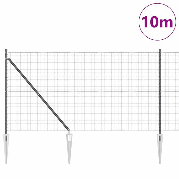 Euroaita Piikeillä 10 x 1,4 m PVC-pinnoitettu teräs Harmaa