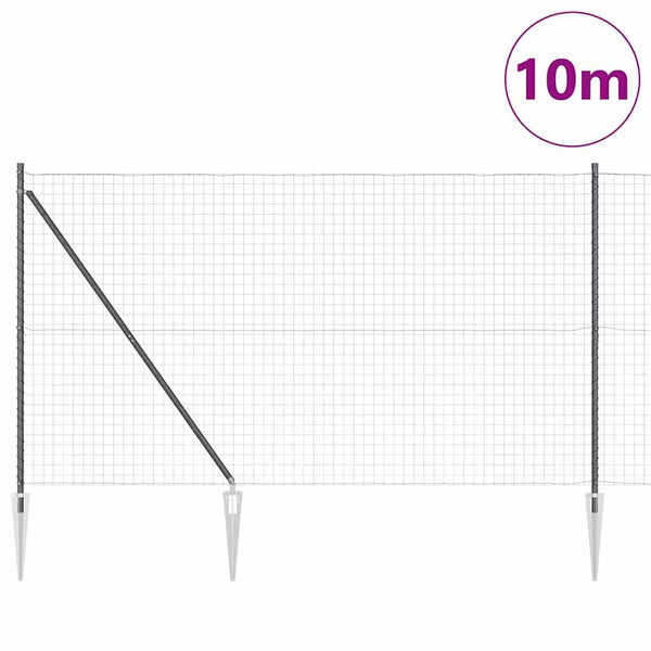 Euroaita Piikeillä 10 x 1,5 m PVC-pinnoitettu teräs Harmaa