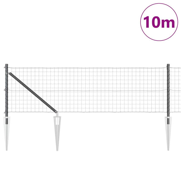 Euroaita Piikeillä 10 x 0,4 m PVC-pinnoitettu teräs Harmaa