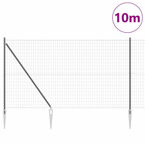 Euroaita Piikeillä 10 x 1,6 m PVC-pinnoitettu teräs Harmaa