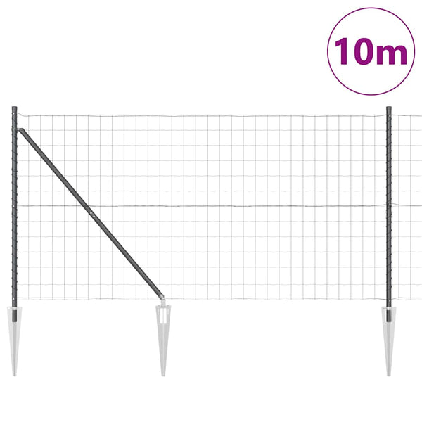 Euroaita Piikeillä 10 x 1,4 m PVC-pinnoitettu teräs Harmaa