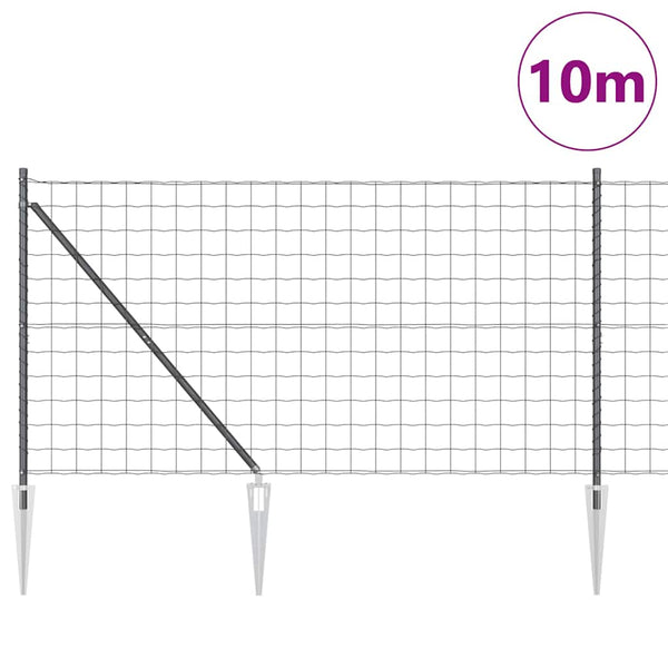 Euroaita Piikeillä 10 x 1,2 m PVC-pinnoitettu teräs Harmaa