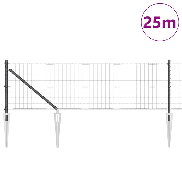 Euroaita Piikeillä 25 x 0,6 m PVC-pinnoitettu teräs Harmaa