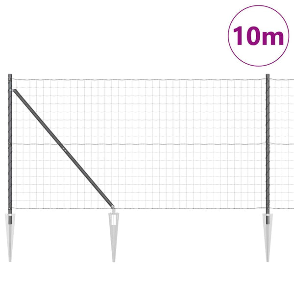 Euroaita Piikeillä 10 x 1,4 m PVC-pinnoitettu teräs Harmaa