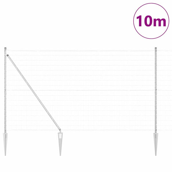 Euroaita Piikeillä 10 x 1,6 m Galvanoitu teräs Hopea Verkko