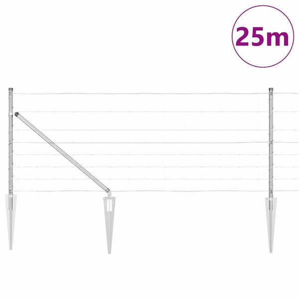 Langoitettu este piikeillä 25 x 0,8 m Galvanoitu teräs Hopea
