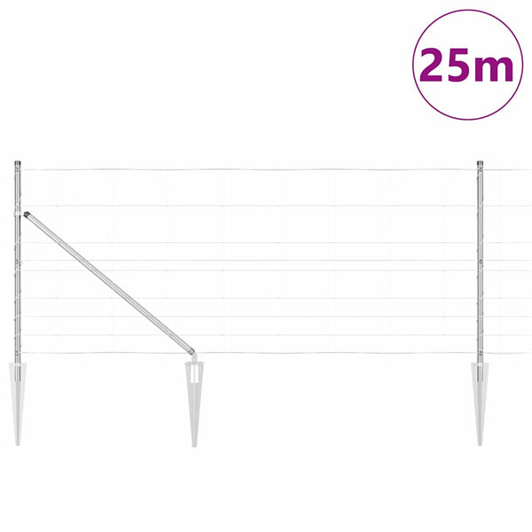 Langoitettu este piikeillä 25 x 1 m Galvanoitu teräs Hopea