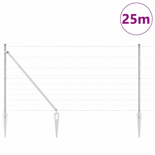 Langoitettu este piikeillä 25 x 1,2 m Galvanoitu teräs Hopea