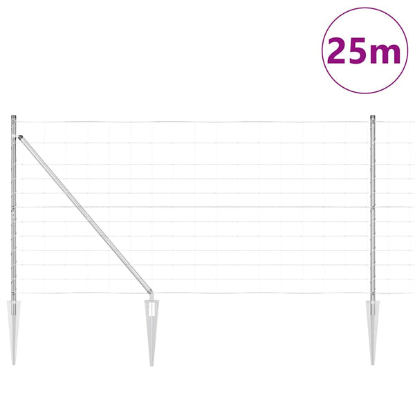 Langoitettu este piikeillä 25 x 1,2 m Galvanoitu teräs Hopea