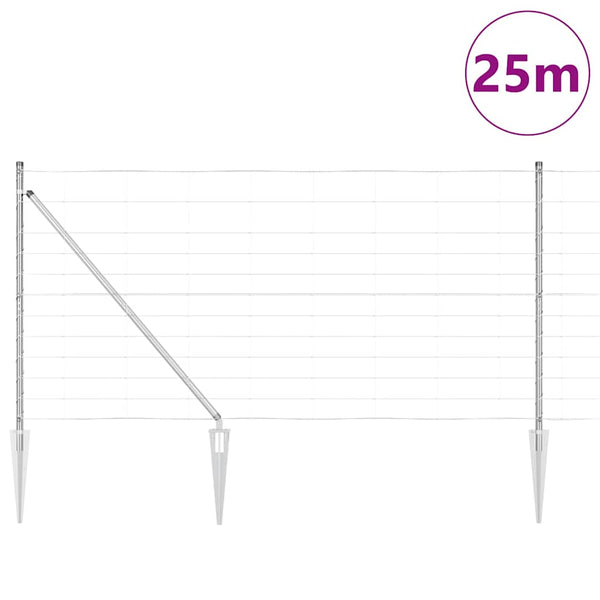 Langoitettu este piikeillä 25 x 1,2 m Galvanoitu teräs Hopea