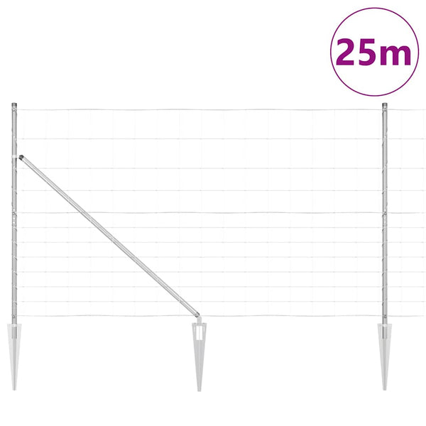Langoitettu este piikeillä 25 x 1,4 m Galvanoitu teräs Hopea