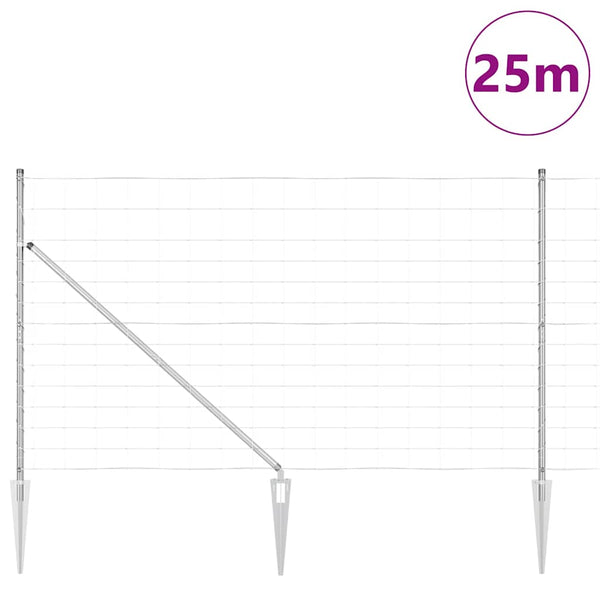 Langoitettu este piikeillä 25 x 1,4 m Galvanoitu teräs Hopea