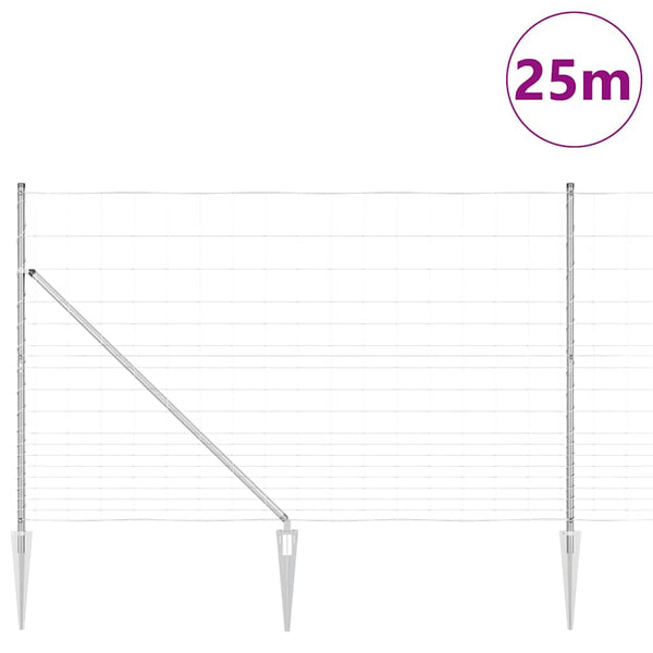 Langoitettu este piikeillä 25 x 1,5 m Galvanoitu teräs Hopea