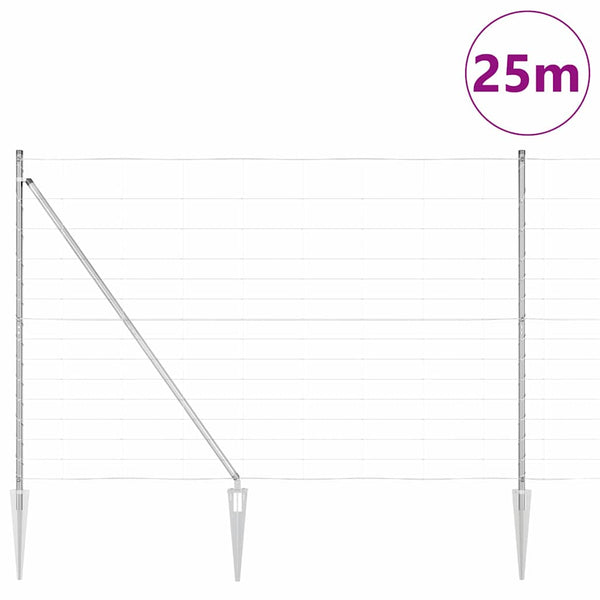 Langoitettu este piikeillä 25 x 1,6 m Galvanoitu teräs Hopea
