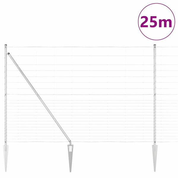 Langoitettu este piikeillä 25 x 1,6 m Galvanoitu teräs Hopea